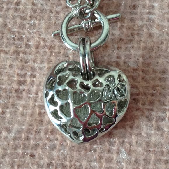 Bracelet with 3D Pave Heart Dangling Charm - Picture 4 of 4